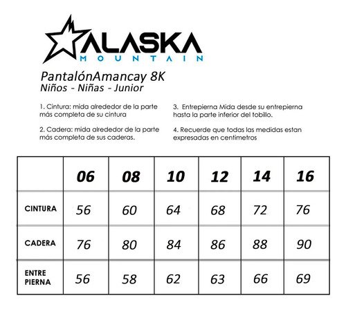 Pantalón De Ski Snow Nieve Niñas Niños 8k Alaska Junior