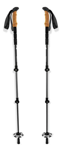 Baston Lanin De Aluminio Para Trekking Ski Ombak Telescopico Color Negro
